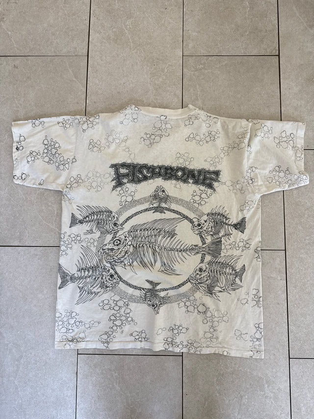 Vintage 1990s Fishbone Pushead All Over Print Graphic T Shirt XL Made USA