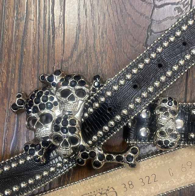 B.B. Simon The Classic Skull Pile Belt 38