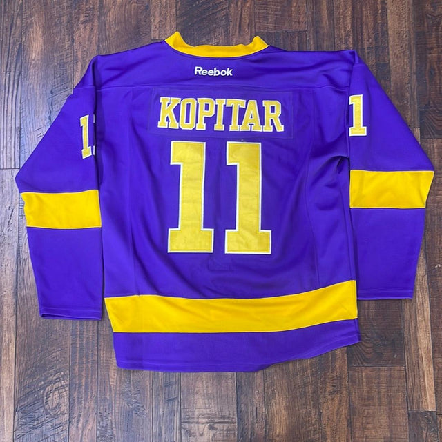 LA Kings Anze Kopitrar #11 Legends Night Purple and Gold Reebok Jersey XL