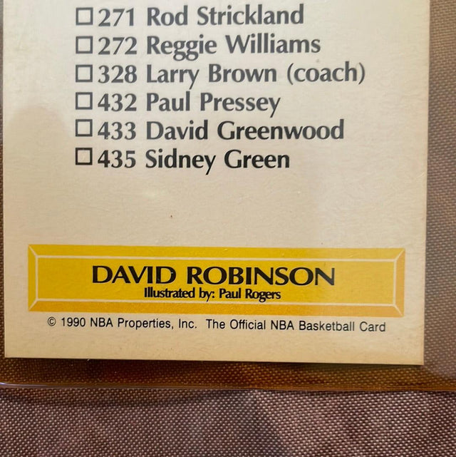 David Robinson 1990-91 NBA Hoops Team Checklist #378 San Antonio Spurs