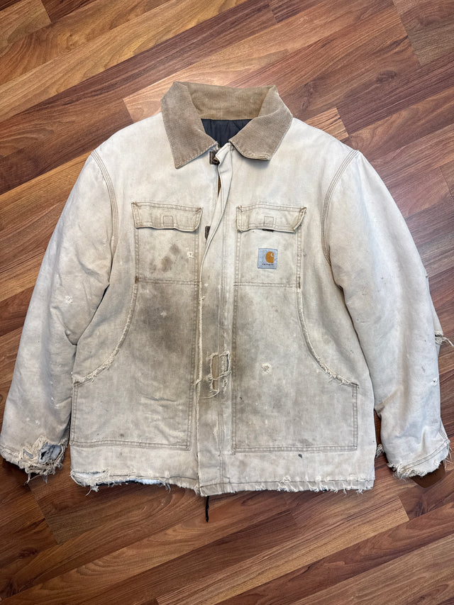 Vintage Carhartt Chore Coat Jacket - Distressed Canvas Duck Workwear (Men’s XL)