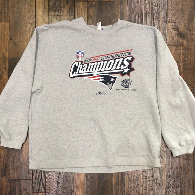 2007 Reebok Offcial NFL New England Patriots AFC Champions Pullover Sweatshirt XL