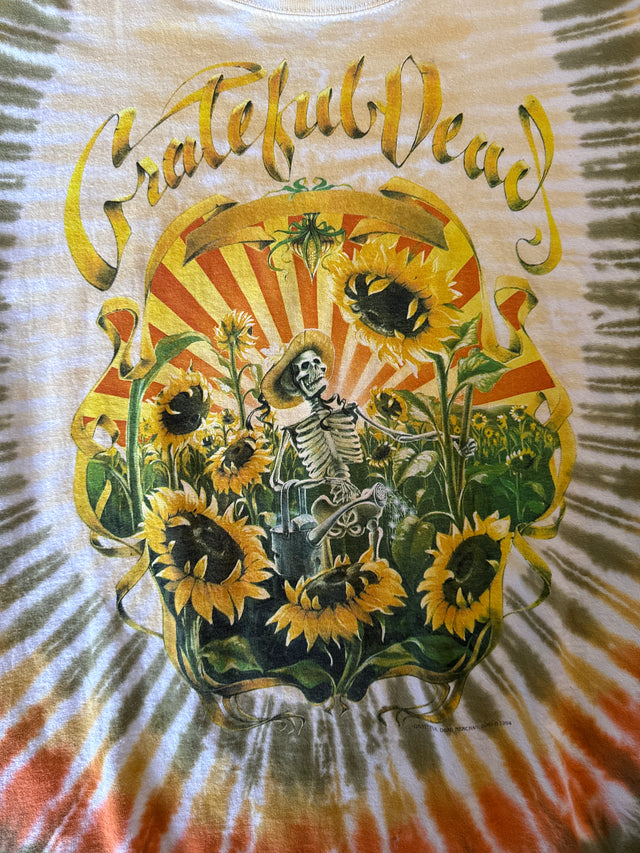 Vintage 1994 Grateful Dead Sunflower Skeleton Tie Dye T-Shirt Sundog Large