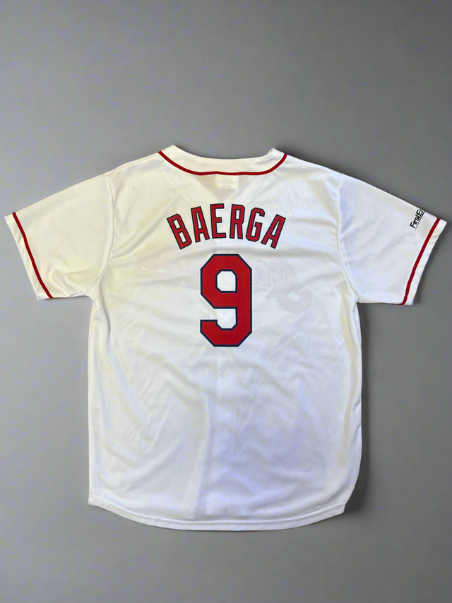 Carlos Baerga #9 Cleveland Indians Jersey — White Mesh Button-Up (Match-Up Brand) M