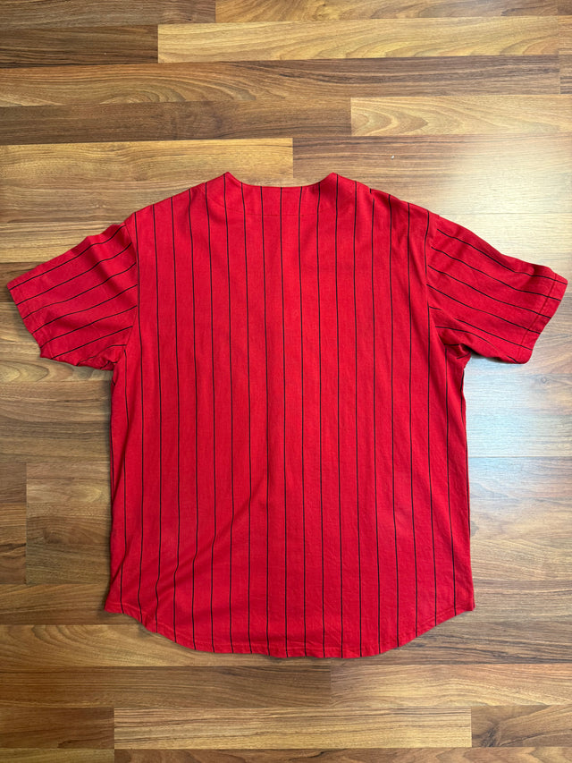 Supreme “Love Hate” Baseball Jersey - Red Pinstripe (SS15, Size M)