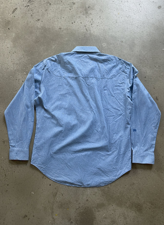 Robert Graham Men’s Long Sleeve Button Front Shirt Blue Textured Dot Pattern – XL