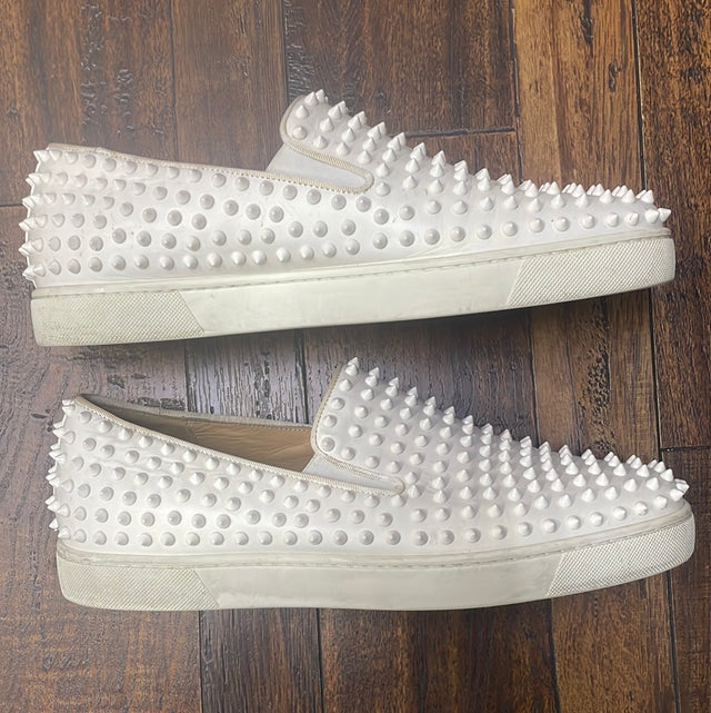 Christian Louboutin Spike Roller Boat Sneaker White 12 (No Box)