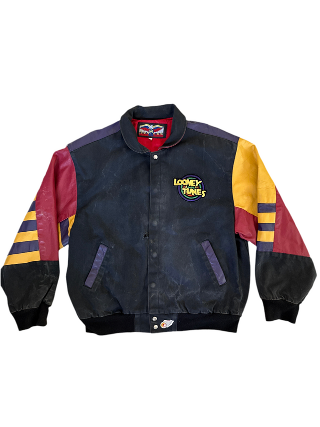 Vintage 90s Jeff Hamilton Looney Tunes Leather Jacket (XL, Warner Bros)