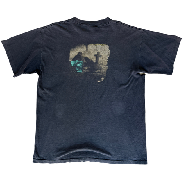 Vintage 1990s The X-Files Stanley Desantis T-Shirt – Faded Black, Double-Sided Graphic, Distressed