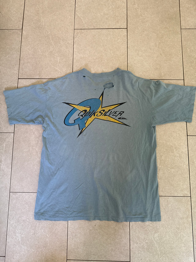 Vintage 1990s Quiksilver USA Made Logo T-Shirt Size XL Single Stitch Surf Skate