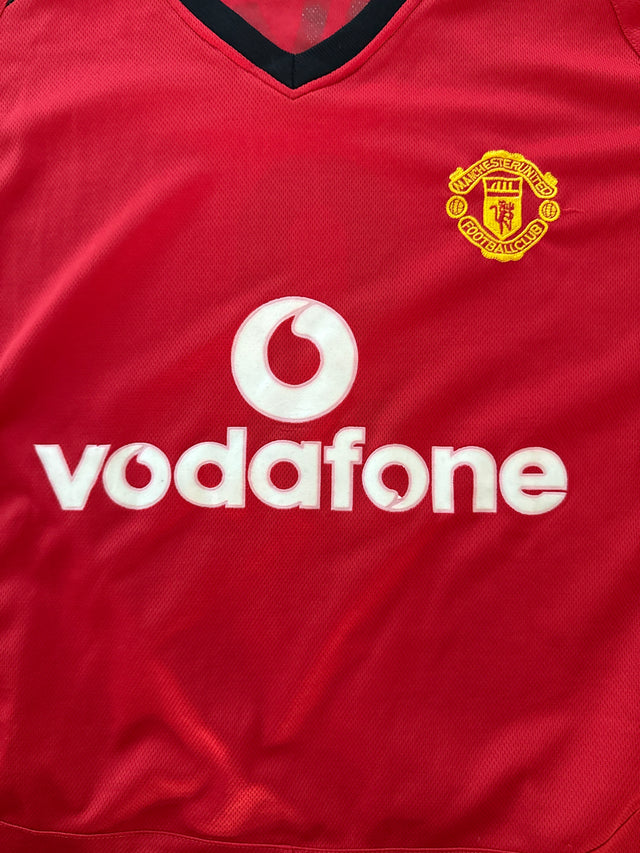 Vintage Manchester United Vodafone Jersey – Red/Black Davo #9 XL