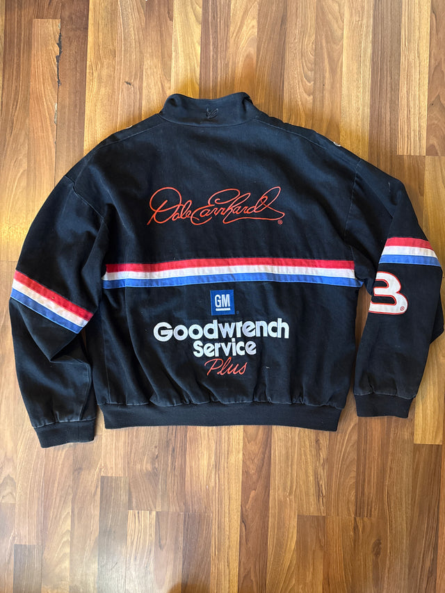 Vintage 1990s Dale Earnhardt Goodwrench Service Plus NASCAR Racing Jacket XL Black Chase Authentics