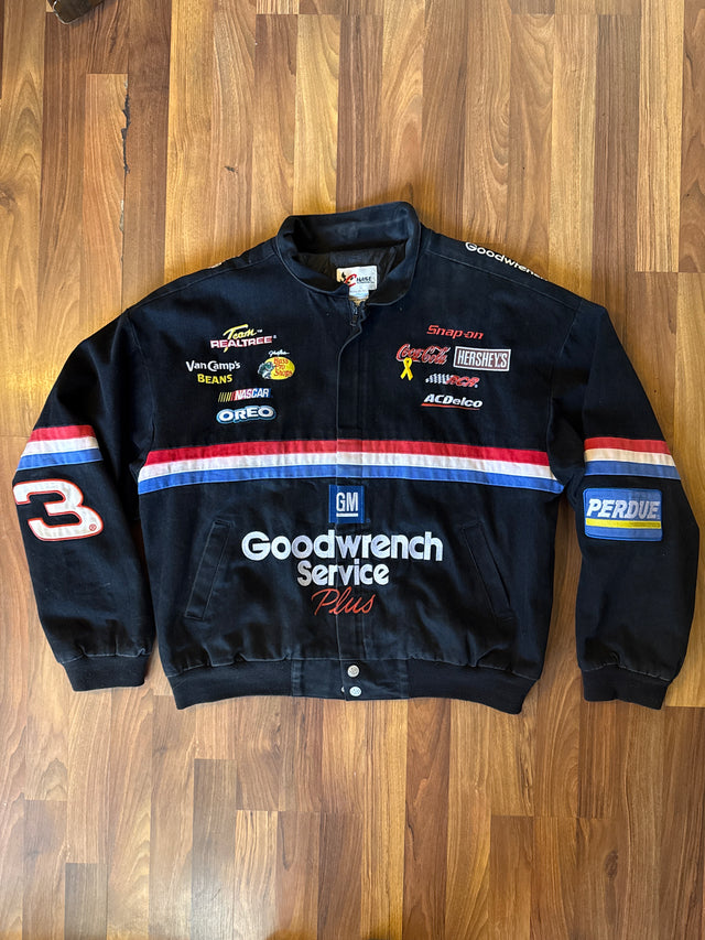 Vintage 1990s Dale Earnhardt Goodwrench Service Plus NASCAR Racing Jacket XL Black Chase Authentics