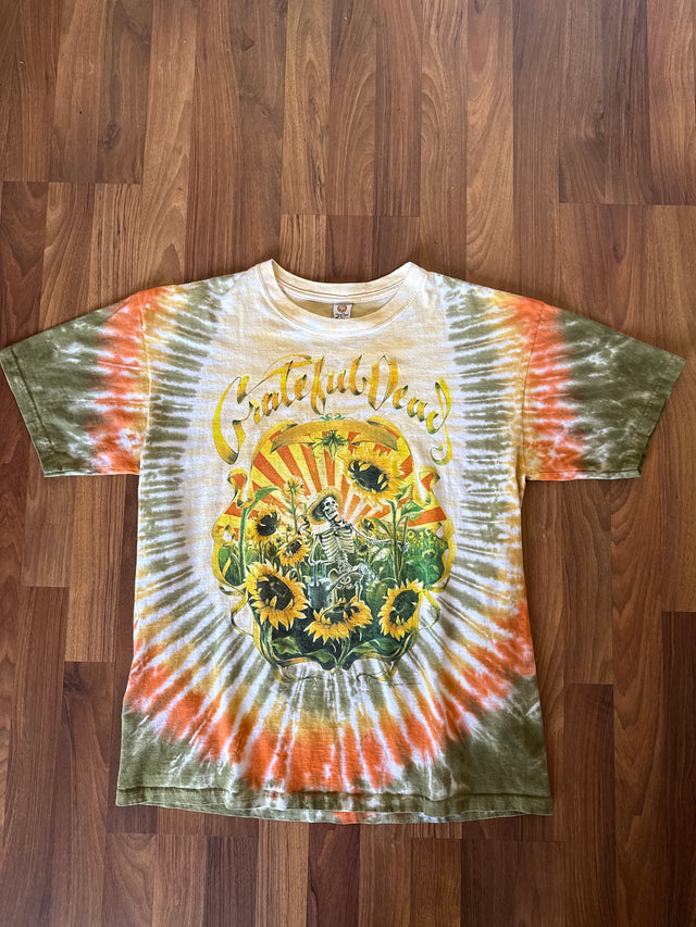Vintage 1994 Grateful Dead Sunflower Skeleton Tie Dye T-Shirt Sundog Large
