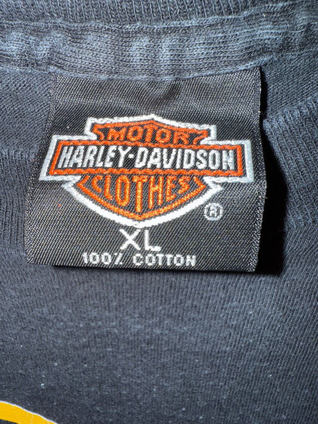 Vintage 1991 Holoubek Harley-Davidson Shovel-head T-Shirt Stubbs Houston TX Back Hit (XL, Made in USA)