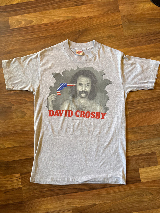 Vintage 1989 David Crosby Flag Gun Winterland T-Shirt Made in USA Large