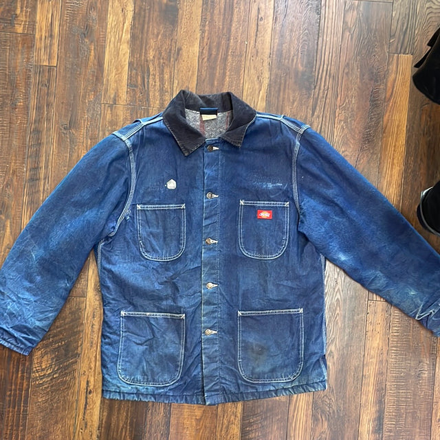 Vintage 90s Dickies Denim Chore Jacket Blanket Lined Large