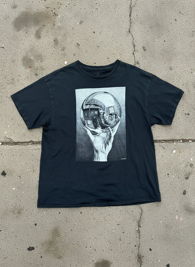 M.C. Escher Hand With Reflecting Sphere Tee Black Single Stitch Style Size L