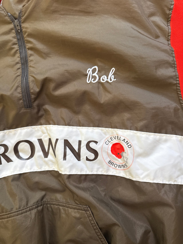 Vintage 1990s Cleveland Browns DeLONG Pullover Jacket 3XL Made USA NFL