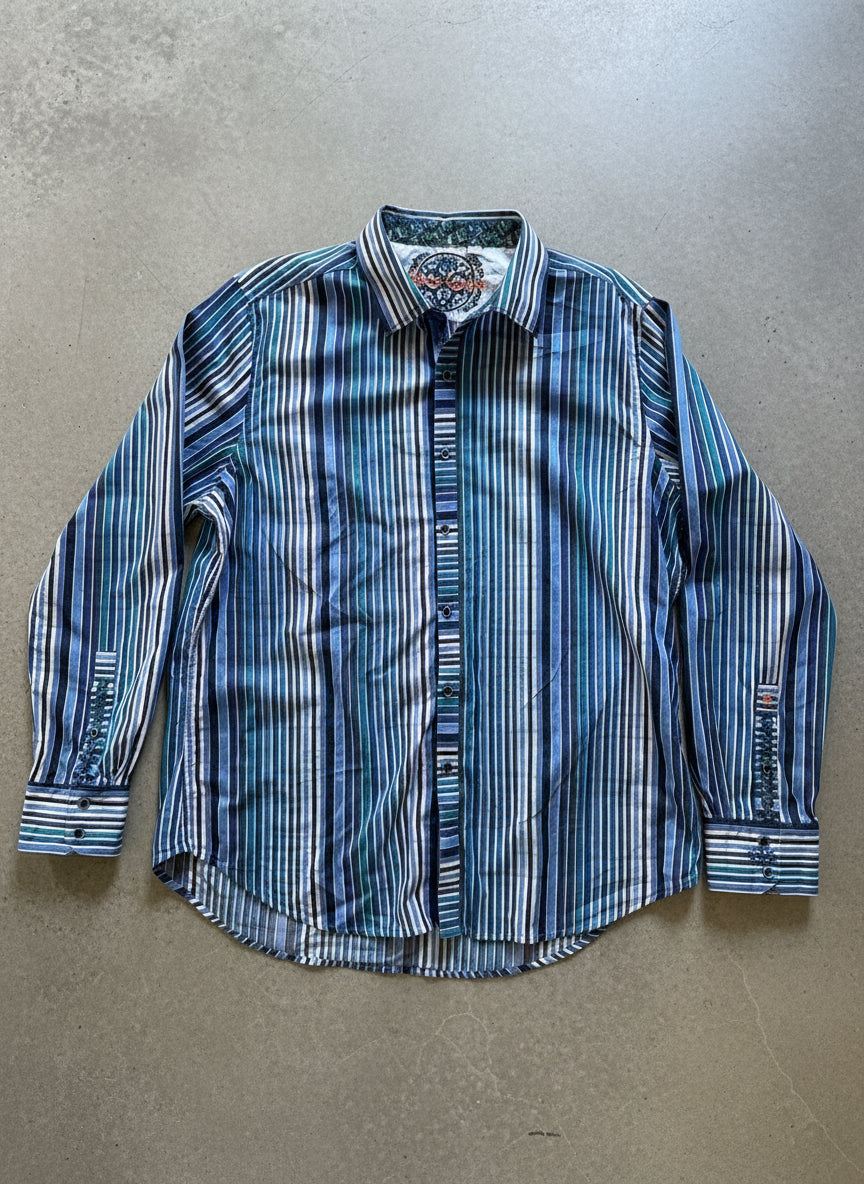 Chemise Robert Graham Lambert - Taille 15 1/2 - 100% Coton Rayures Noires - Neuf Avec étiquettes