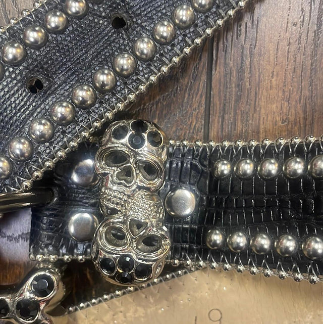 B.B. Simon The Classic Skull Pile Belt 38
