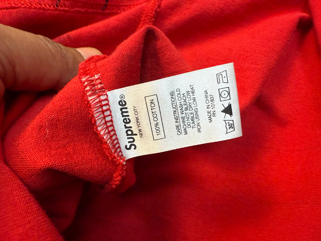 Supreme “Love Hate” Baseball Jersey - Red Pinstripe (SS15, Size M)