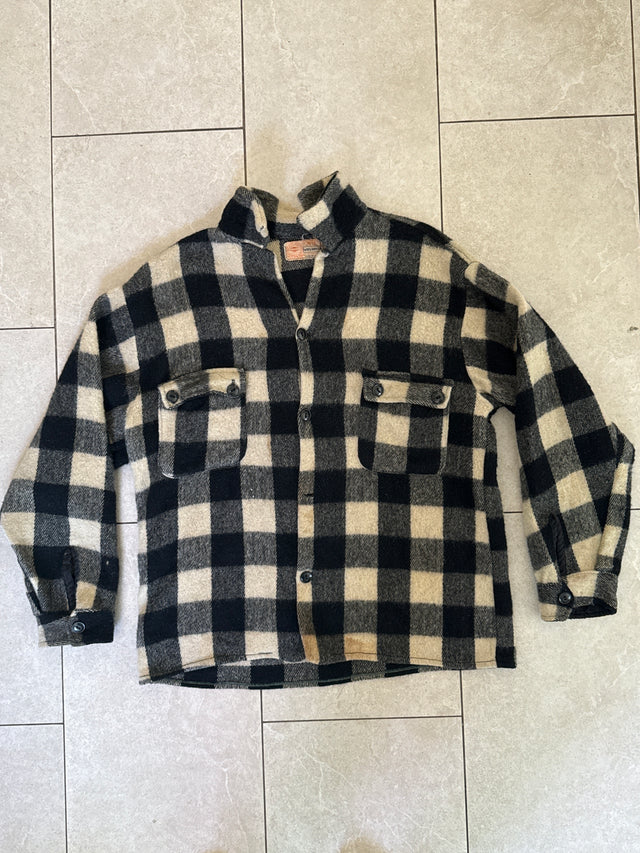 1970s Humphrey Woolen Co Buffalo Plaid Wool Hunting Jacket Size XL
