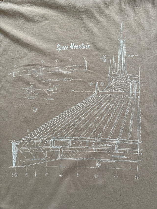 Vintage Y2K Disneyland Space Mountain Blueprint T-Shirt Large