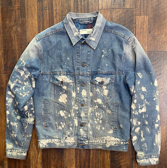 2013 Virgil Abloh Off White Paint Denim Jacket L