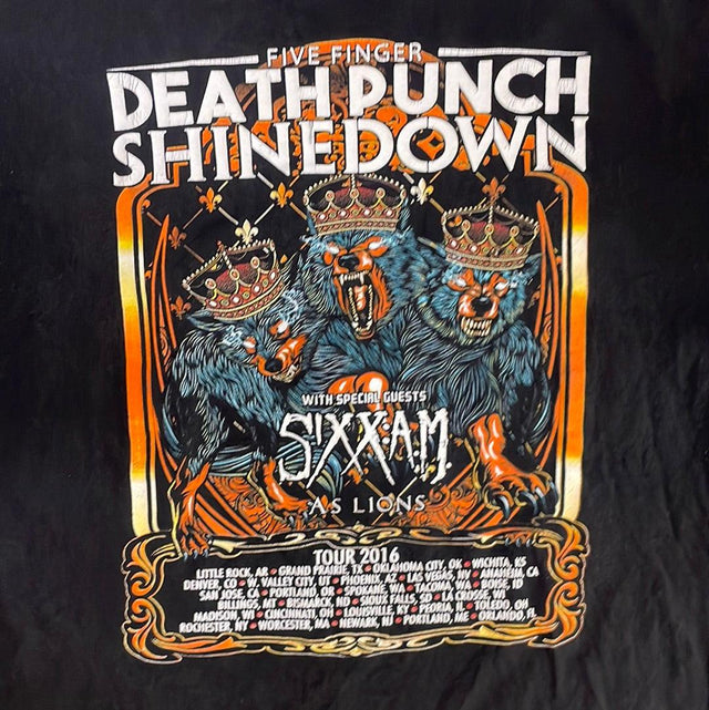 Five Finger Death Punch Shinedown 2016 Tour Shirt XL