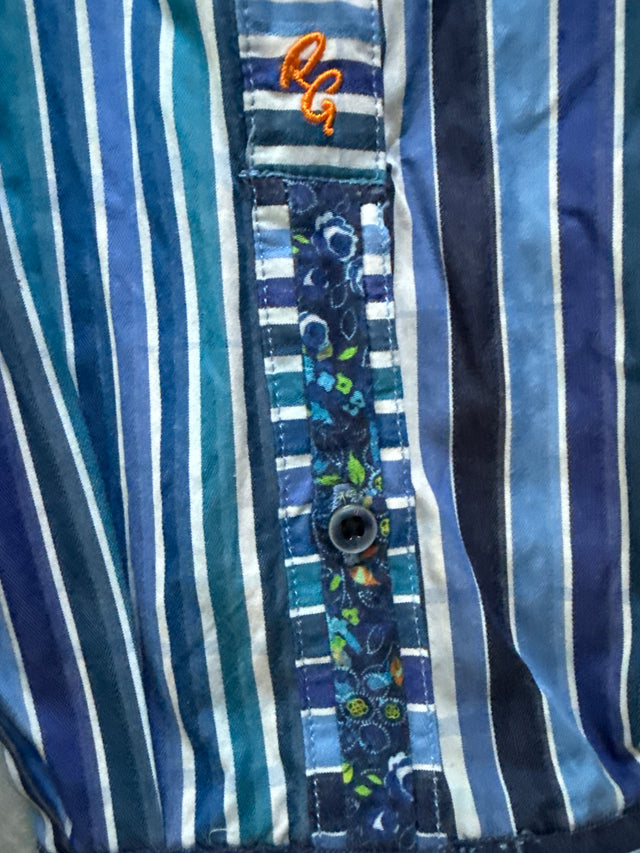 Robert Graham Striped Contrast Trim Shirt XL – Approx 2015 – Classic Fit