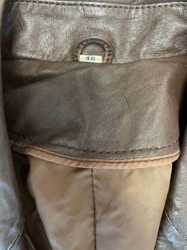 Y2K Brown Leather Hello Kitty Graf Jacket 46