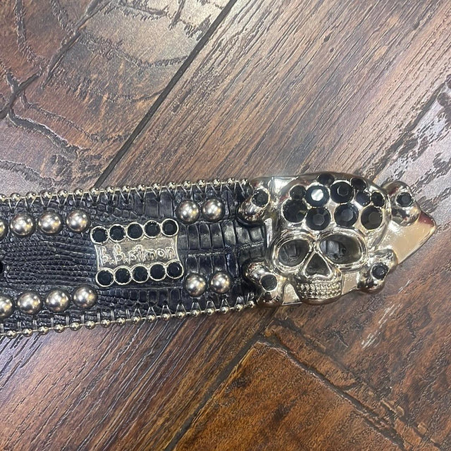B.B. Simon The Classic Skull Pile Belt 38