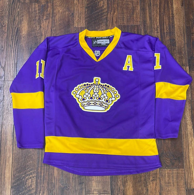 LA Kings Anze Kopitrar #11 Legends Night Purple and Gold Reebok Jersey XL