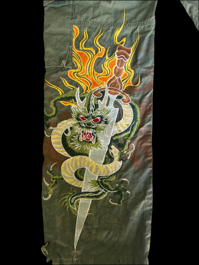 Dragonfly Cargo Pants Embroidered Dragon & Sword (34x32)