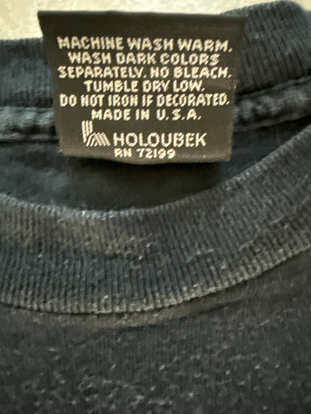 Vintage 1991 Holoubek Harley-Davidson Shovel-head T-Shirt Stubbs Houston TX Back Hit (XL, Made in USA)