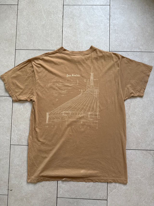 Vintage Y2K Disneyland Space Mountain Blueprint T-Shirt Large