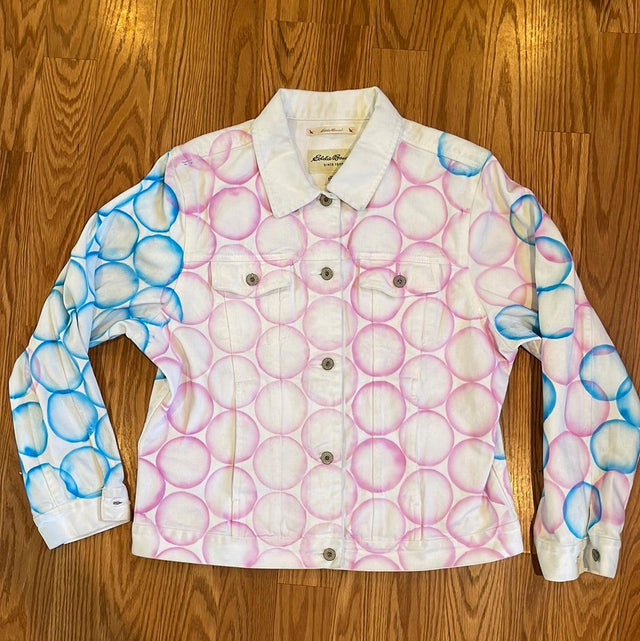 Y2K Eddie Bauer Bubbles Denim Jacket L