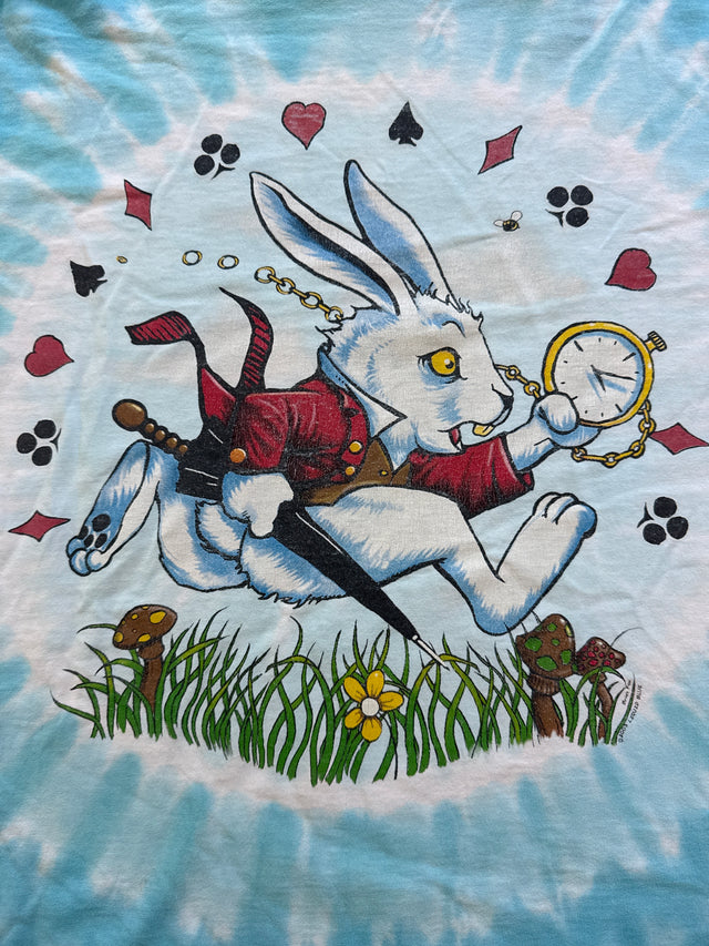 Vintage 2003 Liquid Blue Alice In Wonderland Tie Dye T-Shirt USA Made Size XL