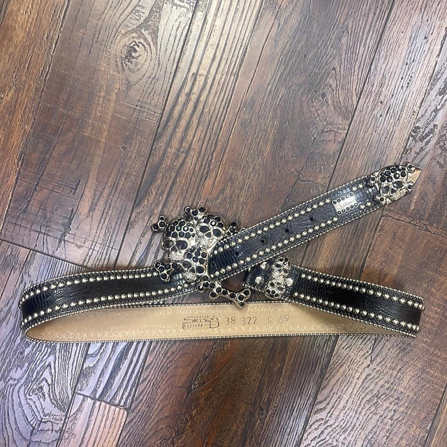 B.B. Simon The Classic Skull Pile Belt 38
