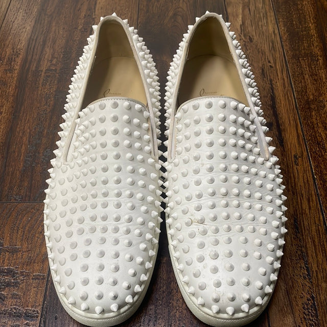 Christian Louboutin Spike Roller Boat Sneaker White 12 (No Box)