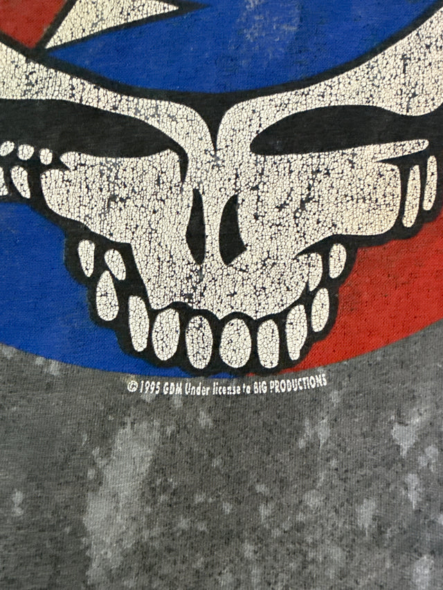 Vintage 1995 Grateful Dead “Steal Your Face” Tie-Dye Bleach Distressed T-Shirt (XL, Hanes USA)