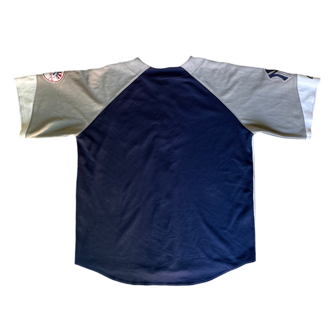 Vintage 90s Majestic Yankees Button-Front Jersey – Navy, Gray & White (M)