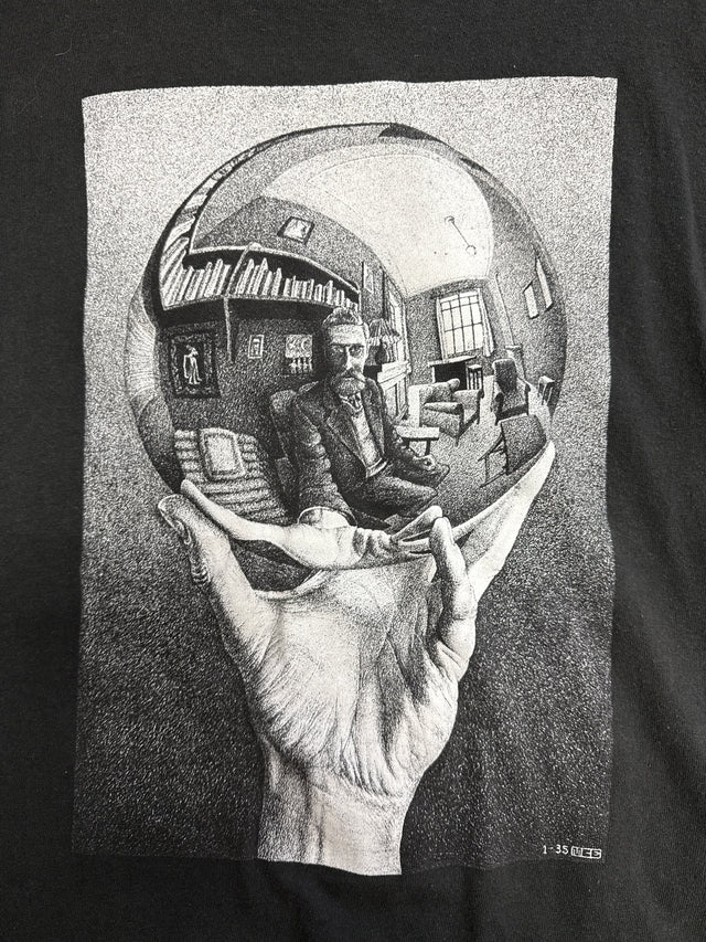 M.C. Escher Hand With Reflecting Sphere Tee Black Single Stitch Style Size L
