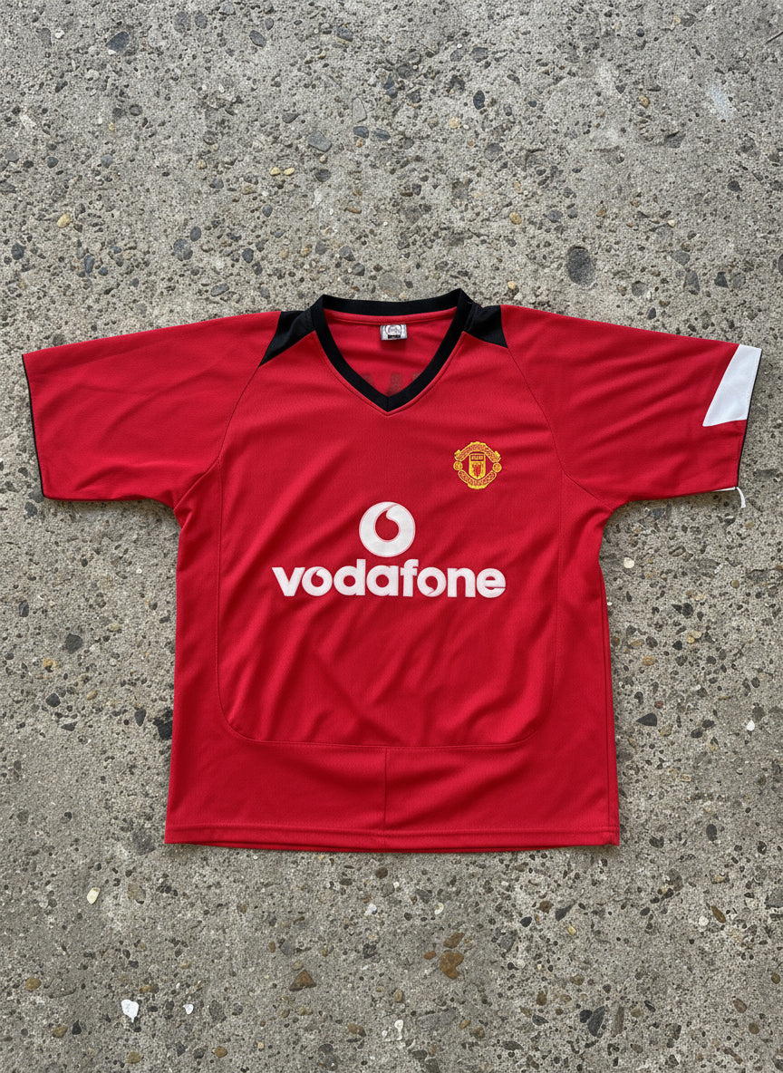 Vintage Manchester United Vodafone Jersey – Red/Black Davo #9 XL