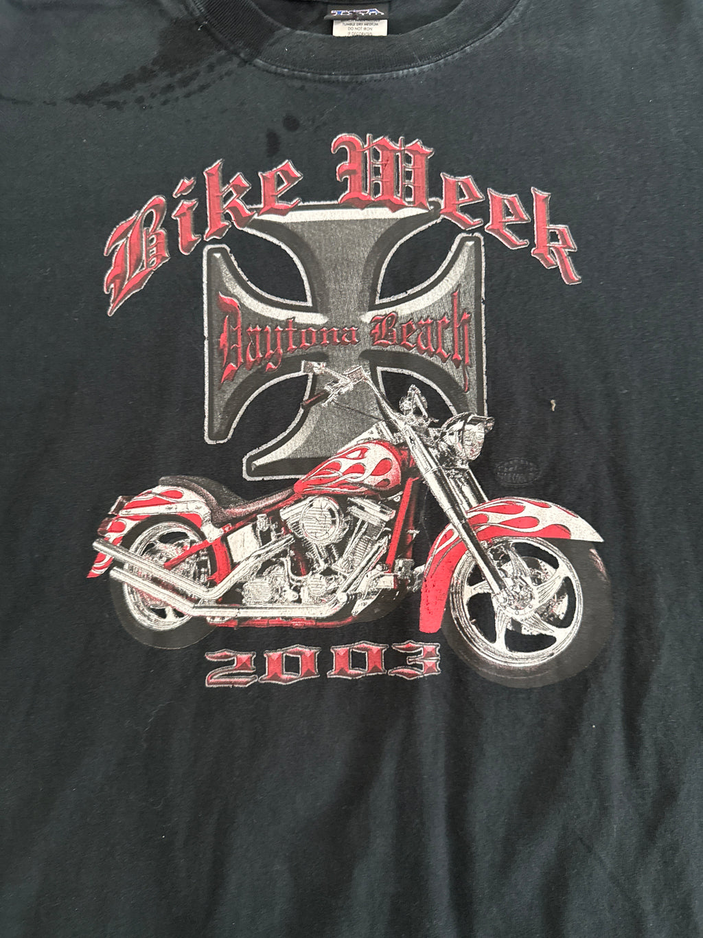 翔*ン様 00s BIKE WEEK Daytona Beach ロンT ALS Vintage 2003 Bike Week Daytona Beach Iron Cross Chopper T-Shirt XL