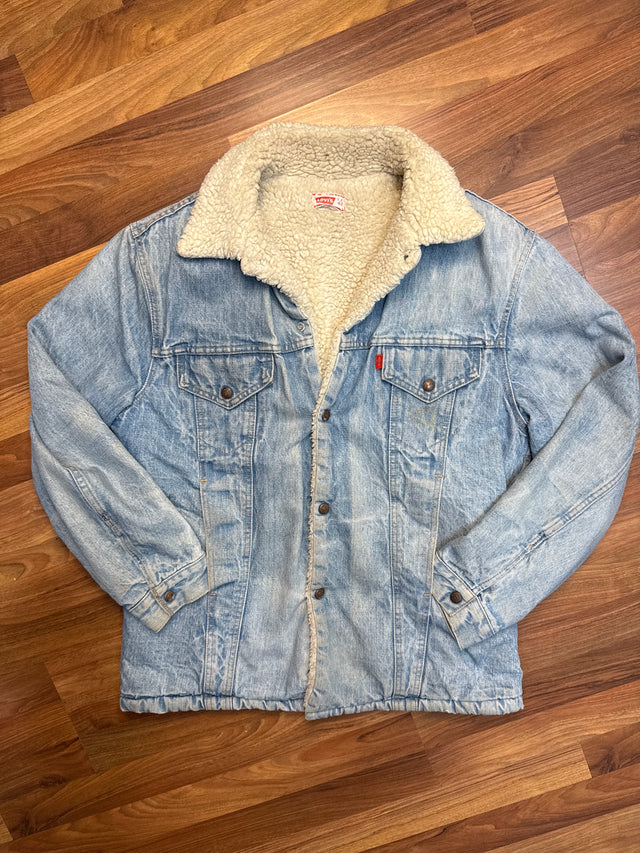 Vintage 1970s Levi’s Big E Sherpa Lined Trucker Jacket Sz 42 – Made in USA