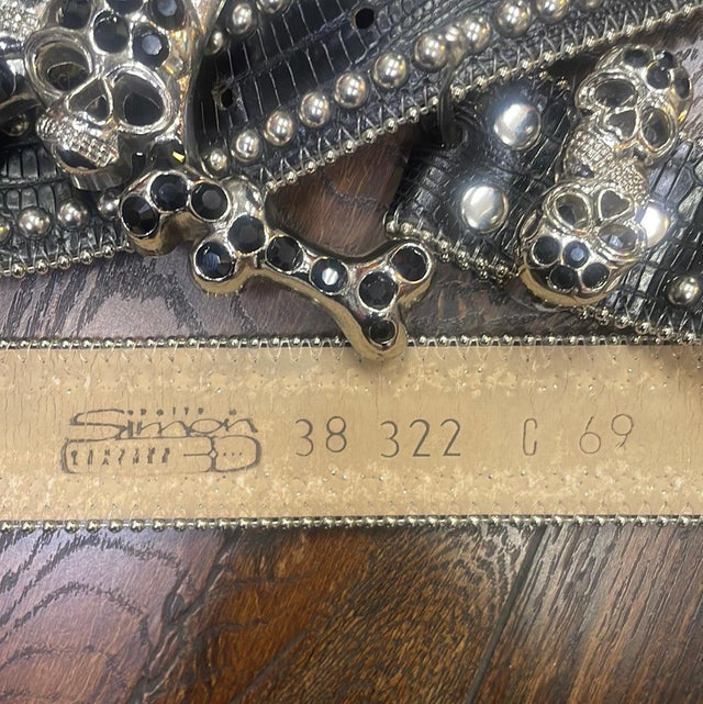 B.B. Simon The Classic Skull Pile Belt 38