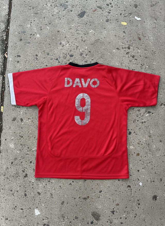 Vintage Manchester United Vodafone Jersey – Red/Black Davo #9 XL