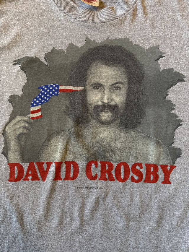 Vintage 1989 David Crosby Flag Gun Winterland T-Shirt Made in USA Large